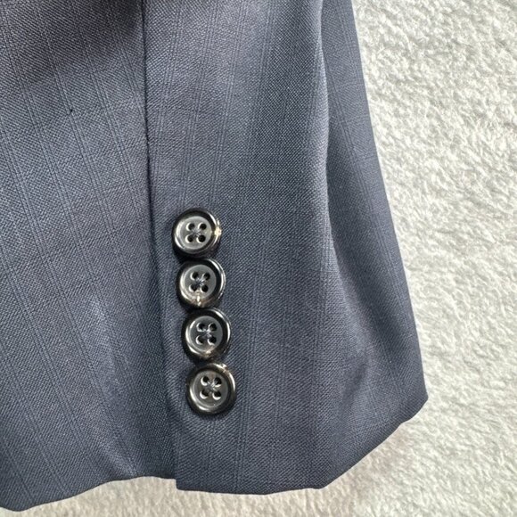 VTG Hickey Freeman By Nordstrom 2 Piece Suit Navy 100% Wool USA Union Made 46 R - Picture 4 of 16